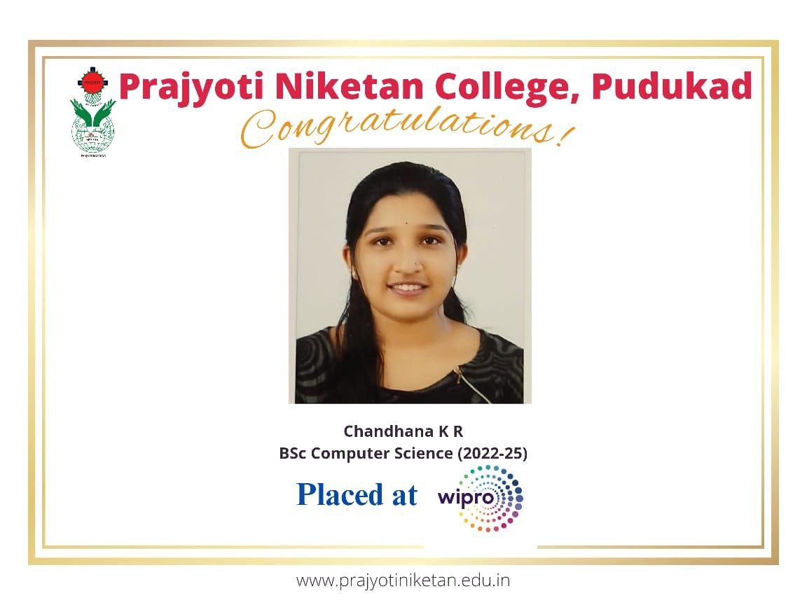 Chandana K R, BSc CS- Placed at Wipro